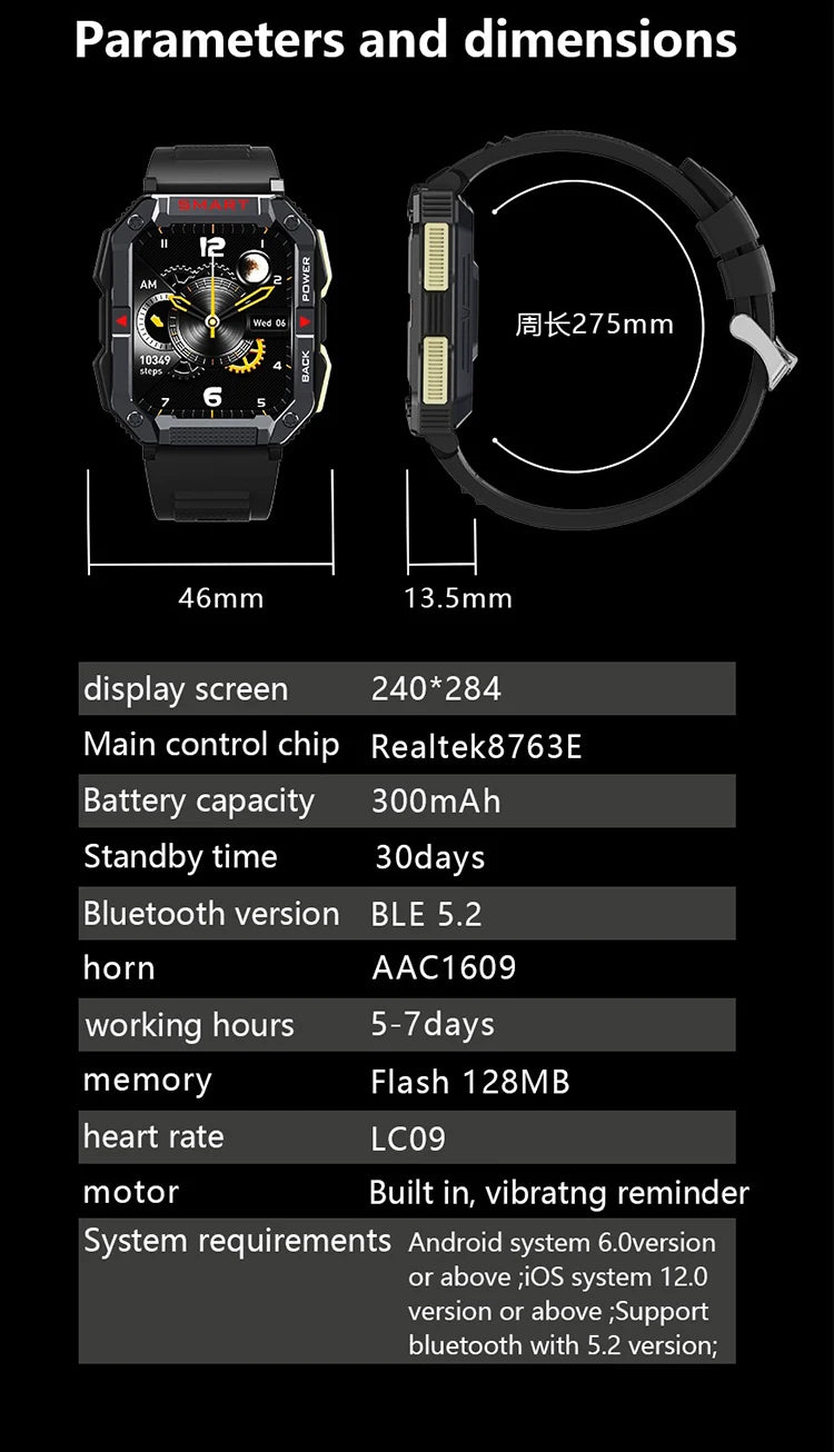 Yk01 Hd 1.83 Inch Ips Screen All Day Heart Rate Detection Bt Sports Smartwatch Multi-language Push 300 Mah Battery Smart Watch