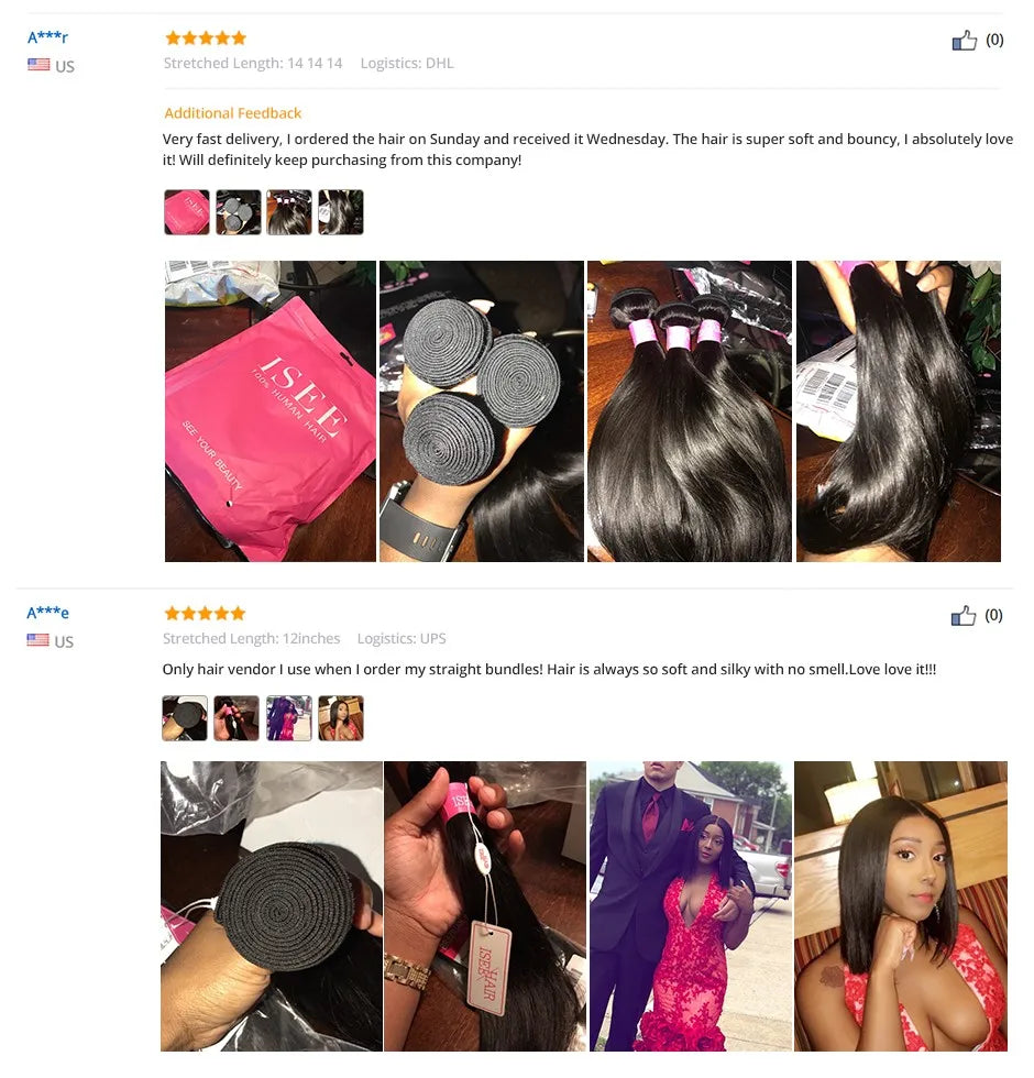 ISEE HAIR Peruvian Straight Hair Lace Closure HD 4"*4" Free Part 100% Remy Human Hair Medium Brown Lace Closure