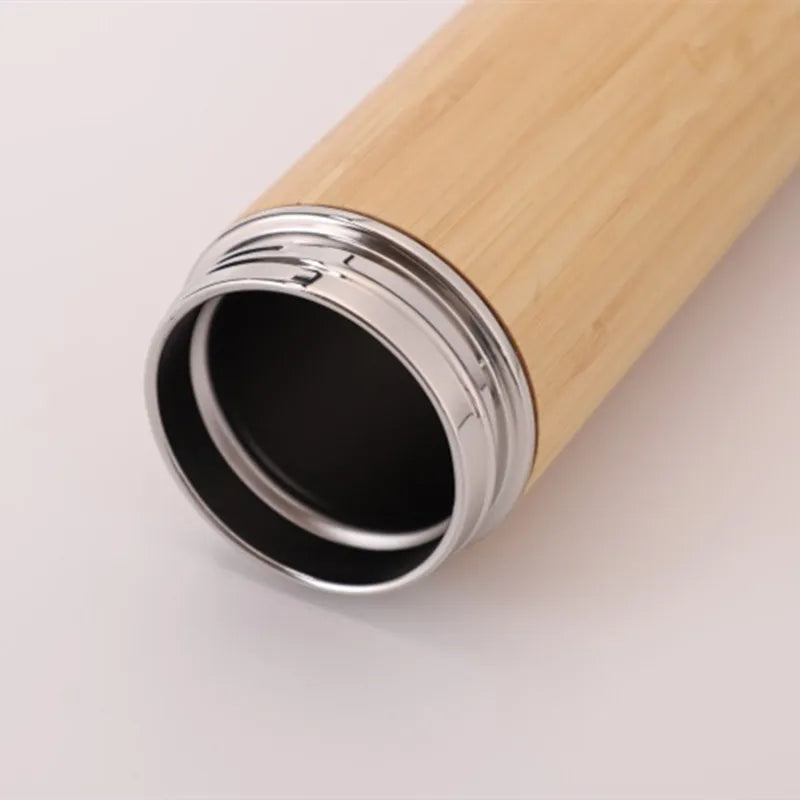 Eco Friendly Vacuum Insulated Travel Mug Coffee Mug 18/8 Stainless Steel Double Wall Bamboo Stainless Steel+bamboo Mugs with Lid