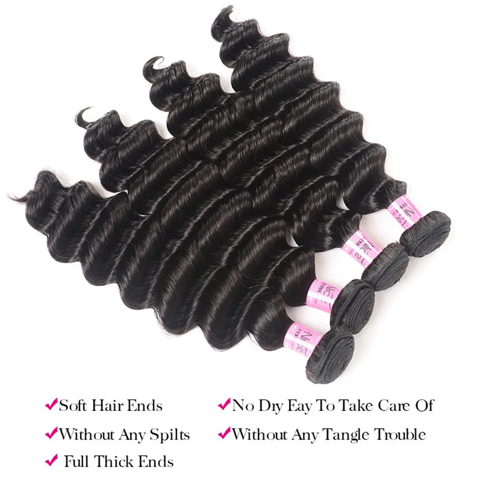 Unice Hair Loose Deep Wave Bundles 1/3/4 PCS Human Hair Bundles Sew In Quick Weaves Bundles Human Hair 100Gram Per Bundle