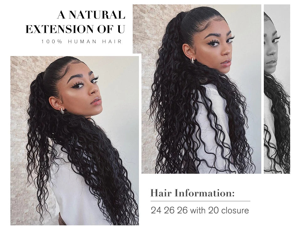 UNice Hair 26 Inch Unprocessed 10A Brazilian Remy Hair Natural wave 3 Bundles 100% Human Hair Bundles 1/3/4 Pieces Remy Hair