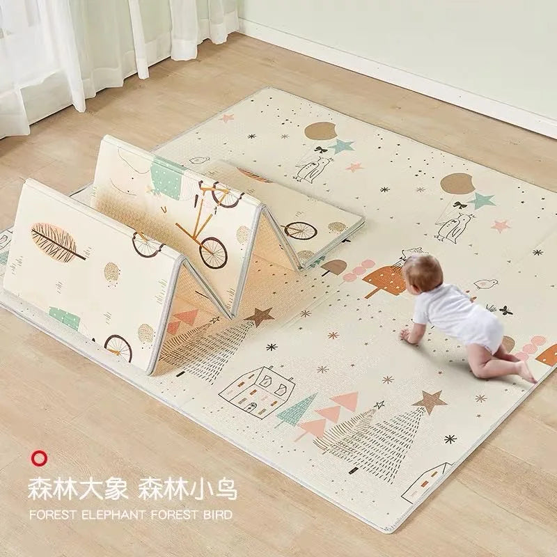2025 New Design Pattern Non-toxic Portable Waterproof Foam Crawling Mat Durable Baby XPE Folding Mat for Family Use