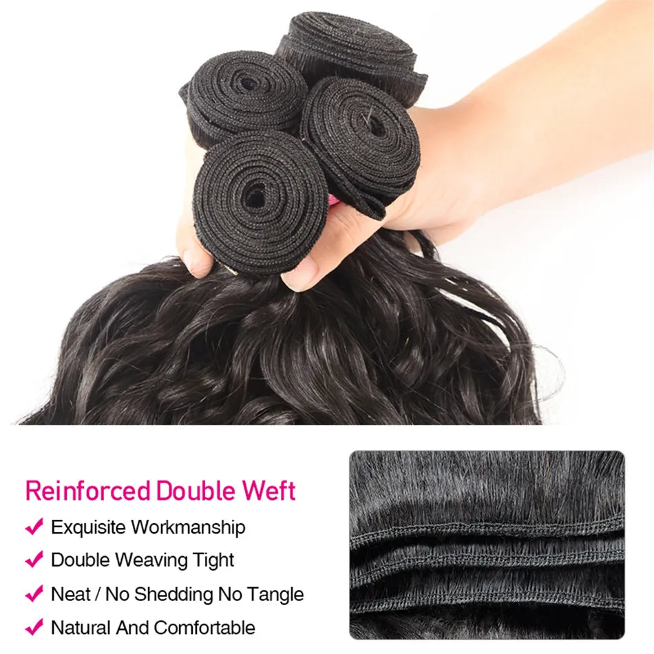UNice Hair 26 Inch Unprocessed 10A Brazilian Remy Hair Natural wave 3 Bundles 100% Human Hair Bundles 1/3/4 Pieces Remy Hair