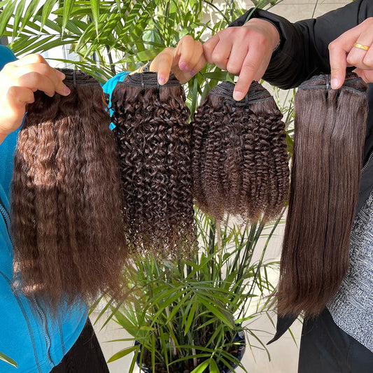 Fast Shipping 12A #2 Brown Remy Afro Kinky Curly Hair Clip in Extensions,Kinky Yaki Straight Human Hair Extensions Clip Ins