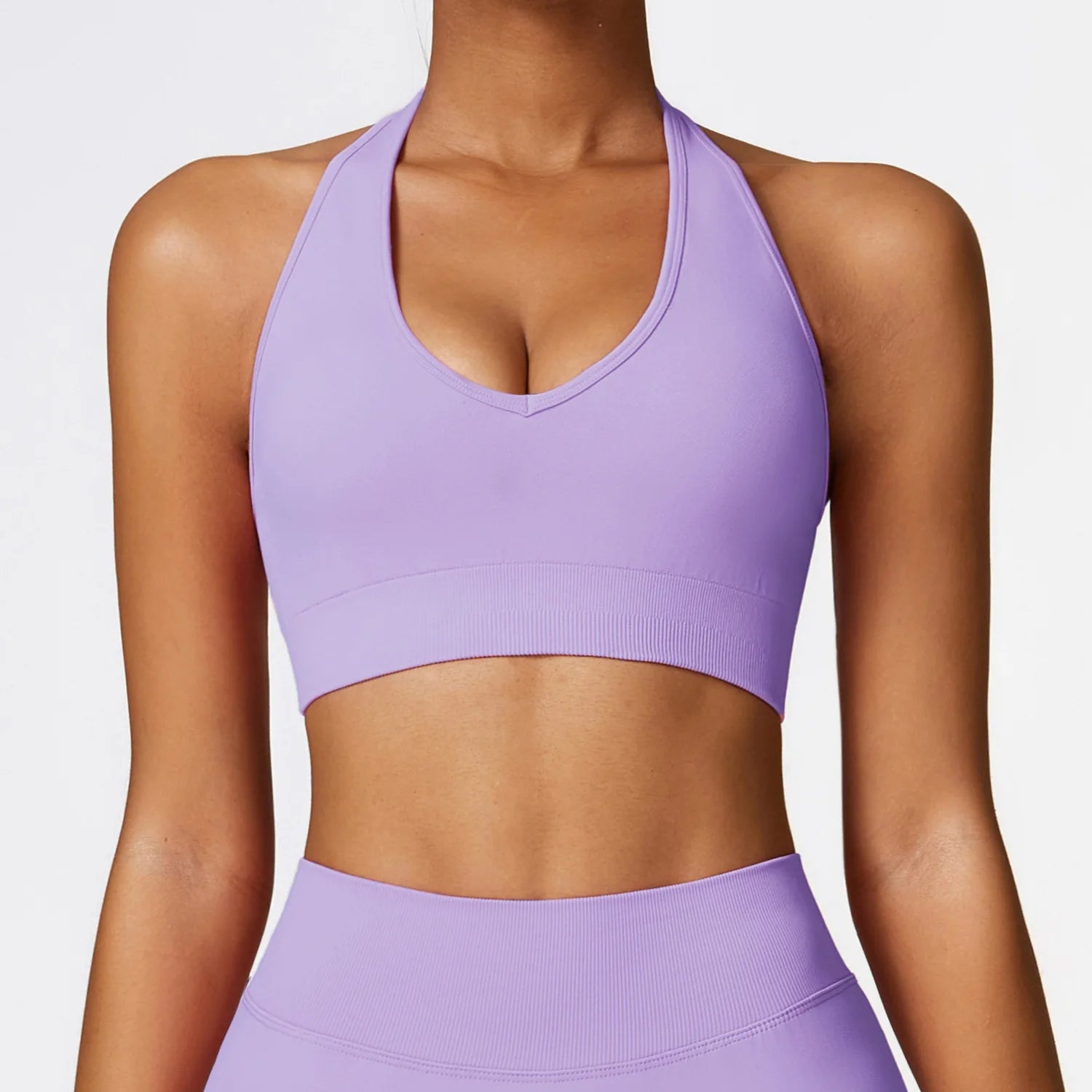 High Quality Custom Halterneck Seamless Gym Bra High Strength Fitness Gym Yoga Women Sports Bra