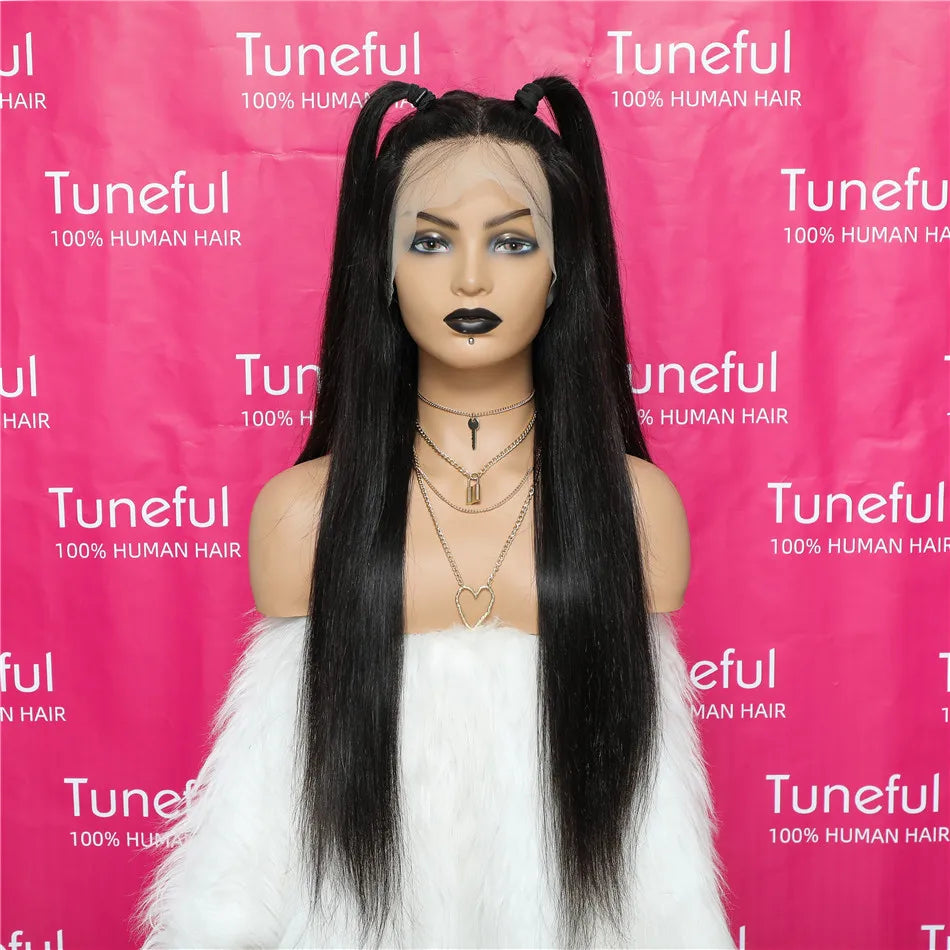 13x6 HD Lace Frontal Human Hair Wigs Pre Plucked For Women Peruvian Bone Straight Remy Human Hair Wigs HD Lace Front Wigs 180%