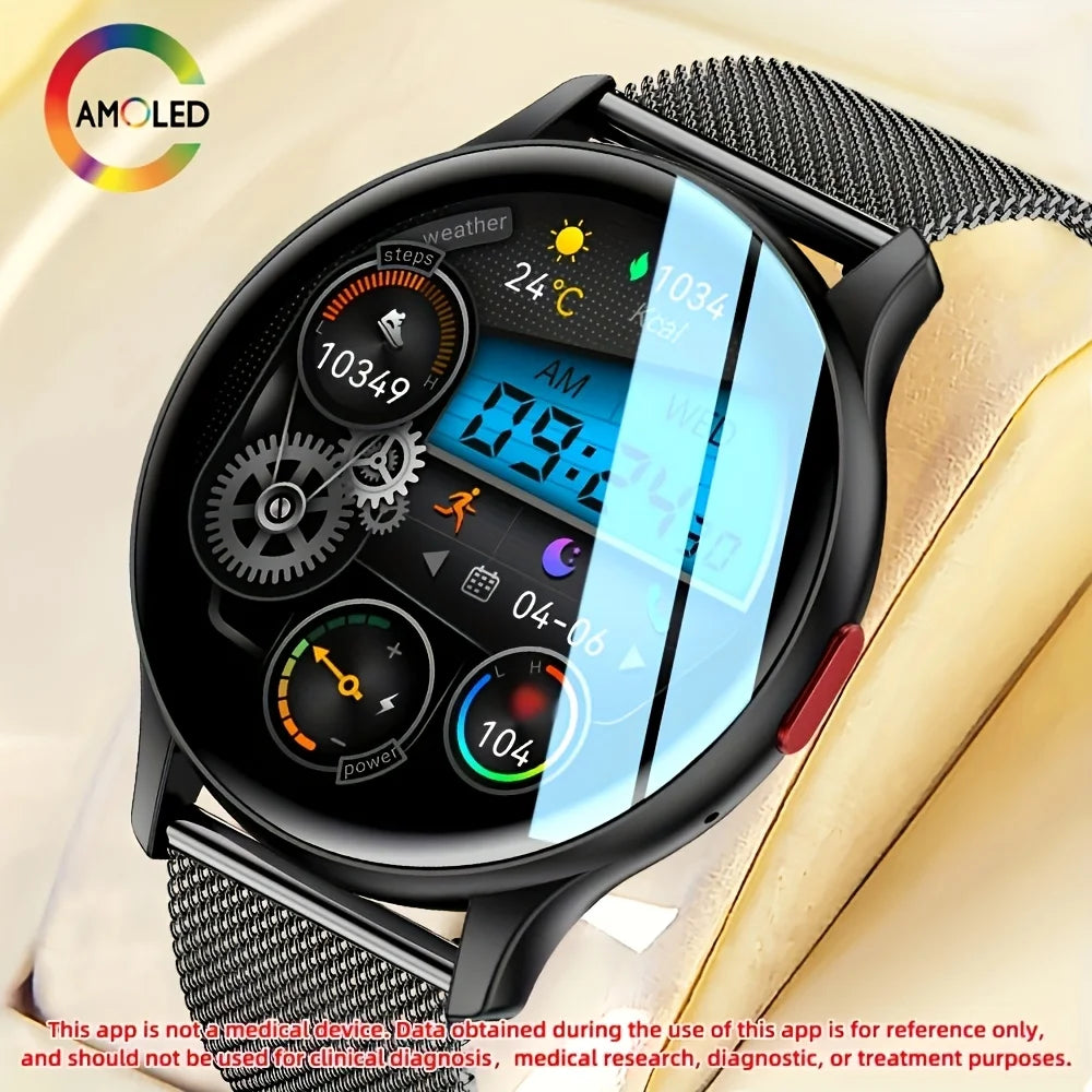 Men's Smartwatch with Call Function,1. 43''Large HD AMOLED Screen,100+Sports Modes, DIY Watch Face, Fitness Tracker,USB Charging
