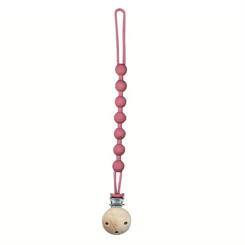 Baby Pacifier Clip Chain Wholesale Chewable Wooden Silicone Dummy Pacifier Clip Food Grade Silicone