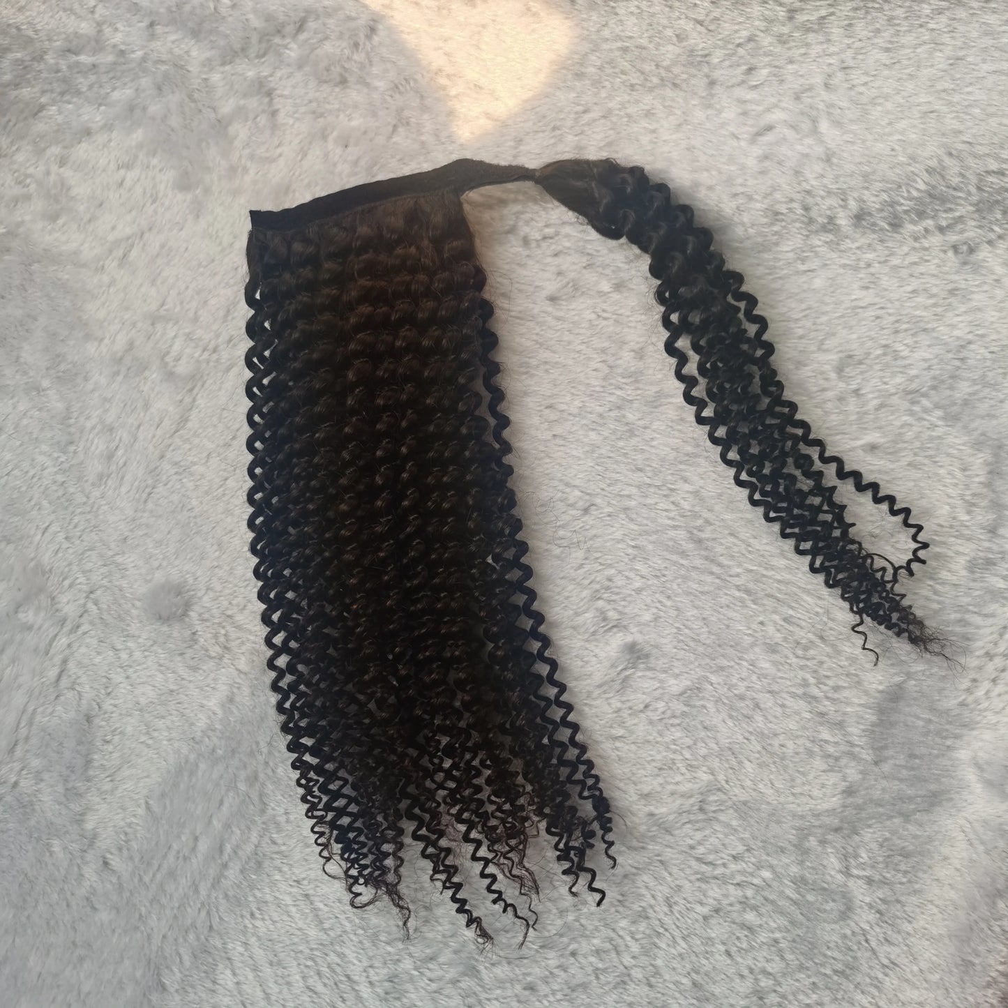 2024  Black Ponytail 18inch Indian Human Hair Extensions Afro Kinky Curly Hair Ponytails