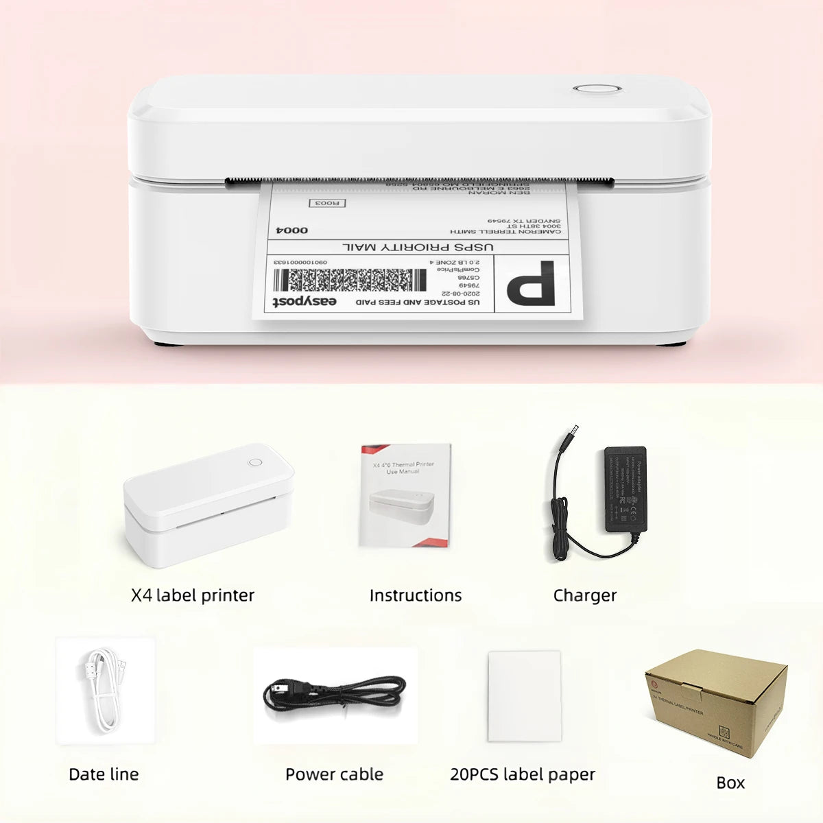 Marklife Portable 4-Inch Thermal Shipping Barcode Label Printer Hot Sale 110mm USB for Sticker Printer Machine 100 X150mm