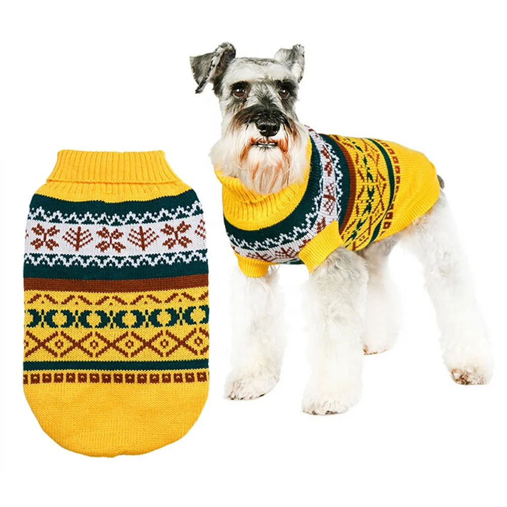 Fashion XXXL Dog Christmas Sweater with Snow Diamond Pattern Elegant Pet Clothes