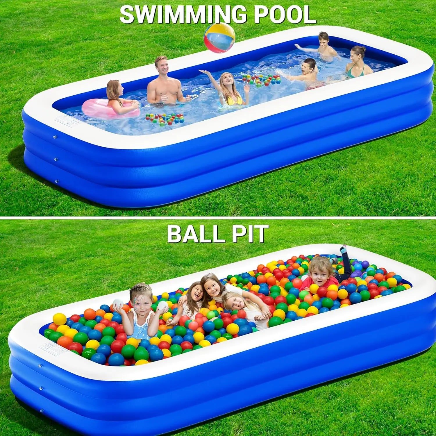 Big Inflatable Pool with Pump, Lylting 158"x74"x22" Extra Large Thicken Blow Up Pool for Adults, Full Size Family Inflatable