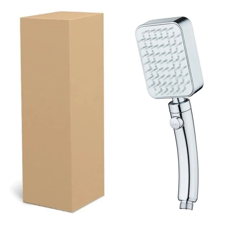 Detachable Hand Shower Set with Shower Hose and Holder Chrome Finish Square Shower Head