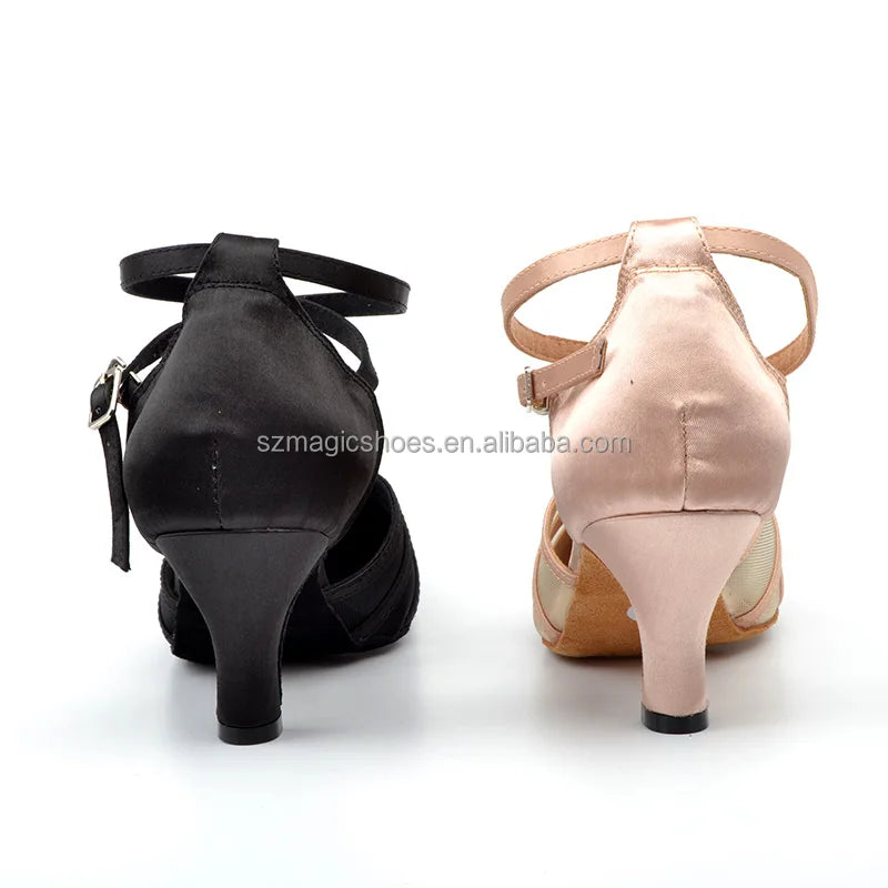 Customized Latin Dance Shoes Woman Heel Closed Toe