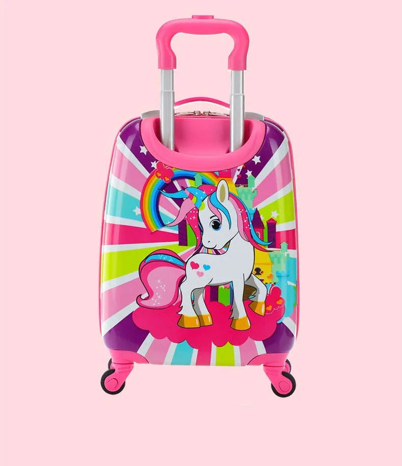 New Listing Cartoon Images 18 Inch PC Kids Luggage Custom Design Travel Trolley Children Suitcase 3D Print Kids Trolley Bag Set