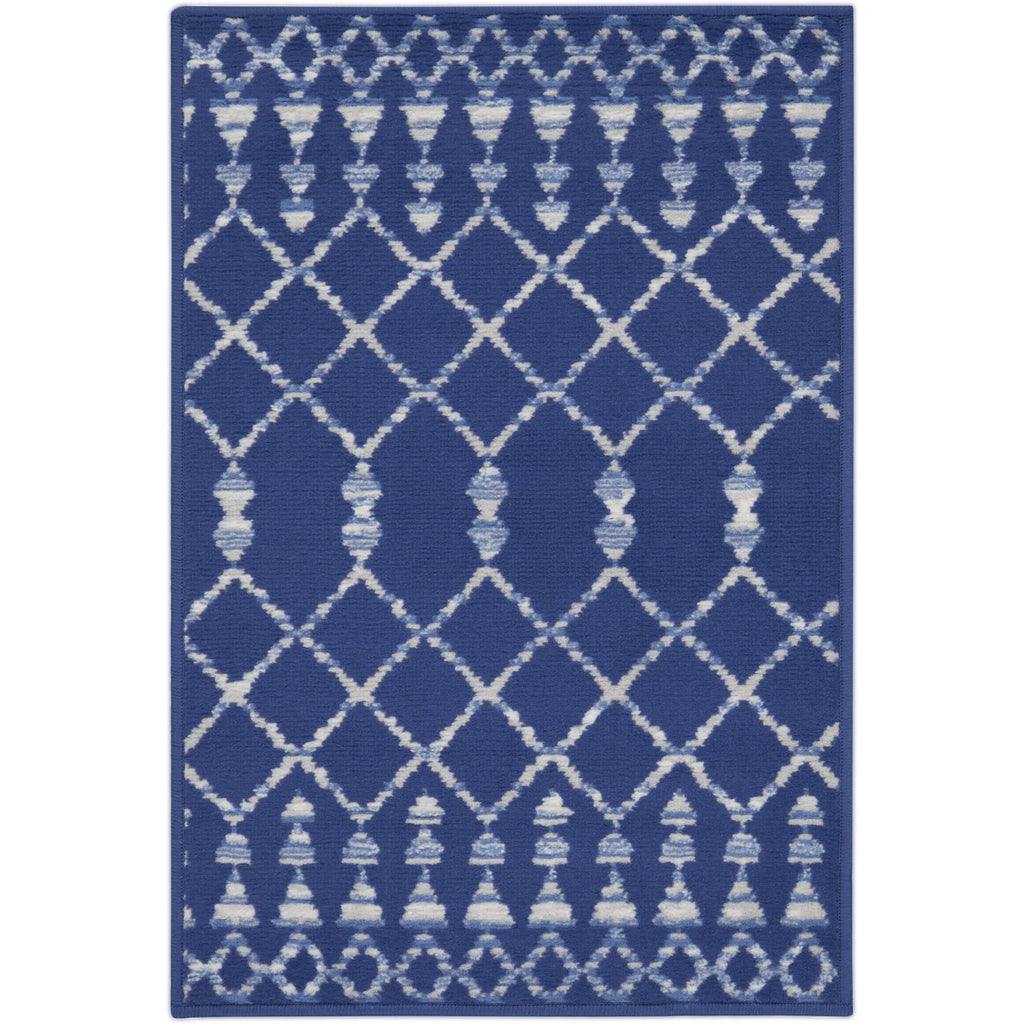 HMS Ivory and Blue Geometric Area Rug 2' X 3' Kids Floor Mats