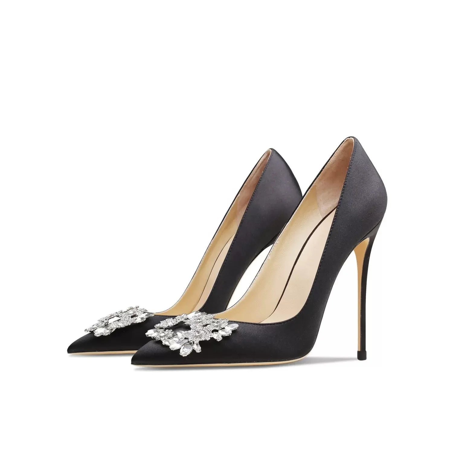 Zapatos De Mujer  Elegant White Heels Sandals Pumps Shoes Thin Heel Bridal Wedding Heeled Shoes Flat Feature Bling Rhinestone