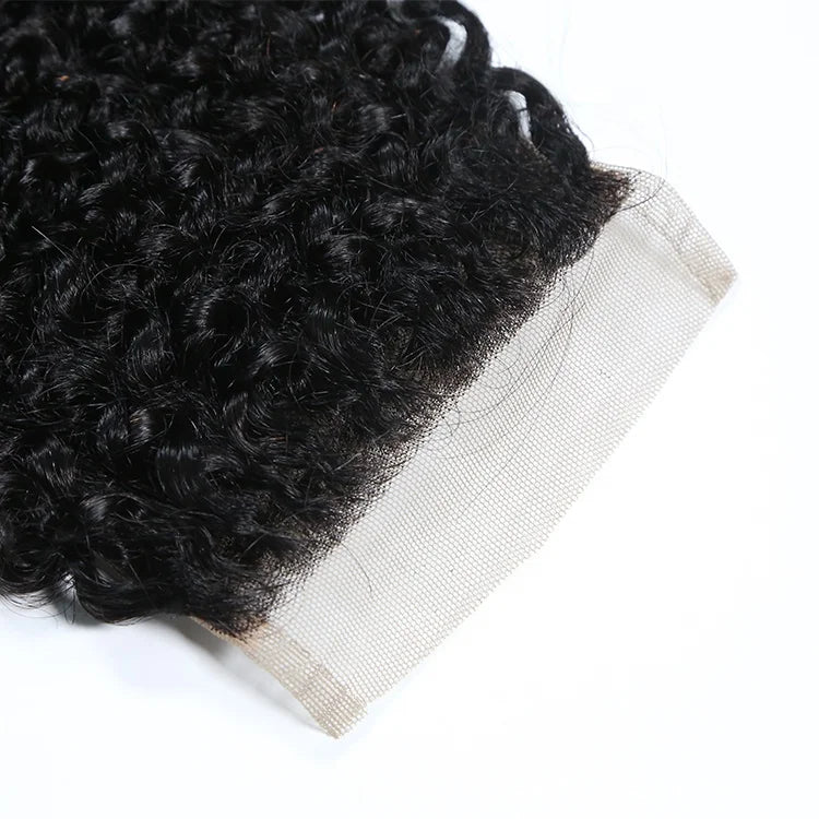 Kinky Curly Hair Bundles With Closure 100% Natural Human Hair Weave Bundles Remy Hair Extensions Natural Black
