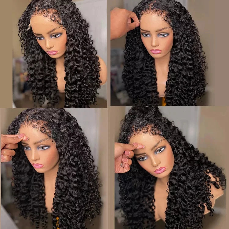4C Hairline Wholesale Brazilian 13x6 HD Human Hair Lace Front Wig Wave Water Curly Raws 5x5HD Swiss Lace Frontal Black Women