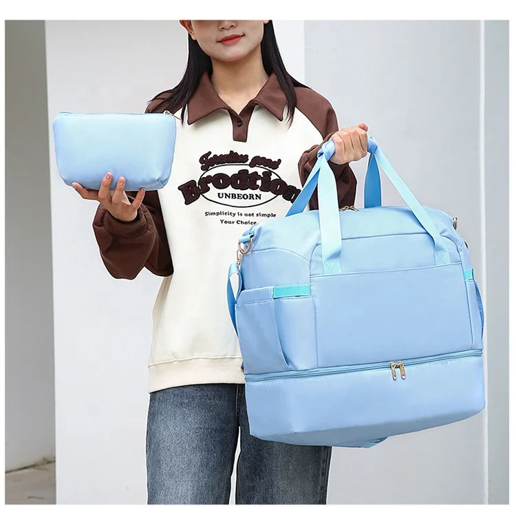 Custom LOGO Travel Luggage Bag With Shoes Compartment Sport Gym Duffel Bag Large Capacity Weekender Travel Handbag