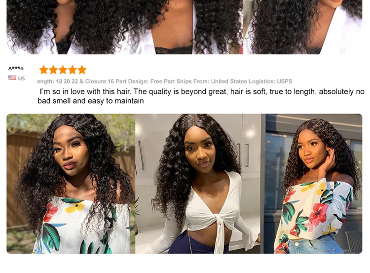 Brazilian Deep Wave Hair Bundles 100% Remy Human Hair Extensions 1 3 4 Bundle Deals ALI GRACE Deep Wave Human Hair Bundles