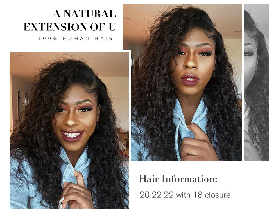 UNICE Hair Water Wave Human Hair Bundles 1/3/4 PCS Deal 100Grams Per Bundle