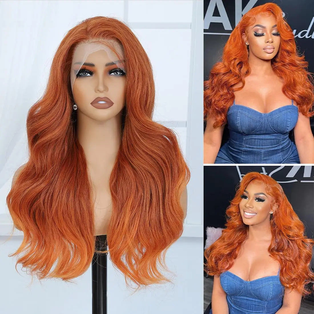 Wholesale Raw Human Hair Ginger Body Wave Wig 13x4 hd Human Hair Lace Front Wig 180% Brazilian Lace Frontal Wig for Black Women