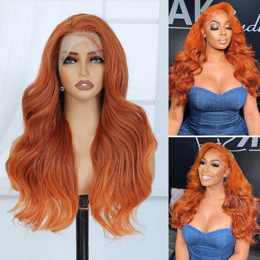 Wholesale Raw Human Hair Ginger Body Wave Wig 13x4 hd Human Hair Lace Front Wig 180% Brazilian Lace Frontal Wig for Black Women