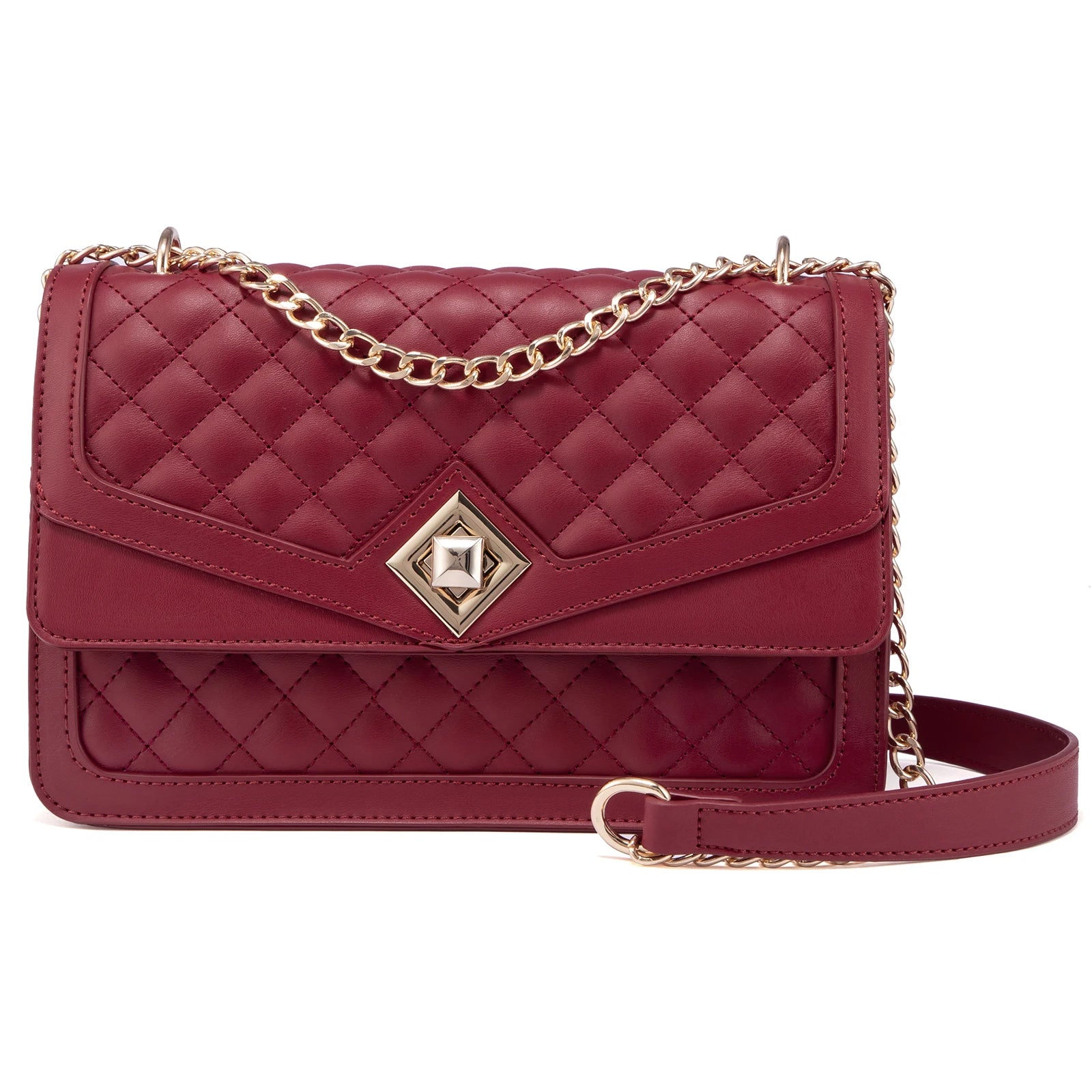 LOVEVOOK 2023 Leather Quilted Sling Shoulder Bag With Chain Trendy Clutch Ladies Evening Purse Luxury Crossbody Bags for Women
