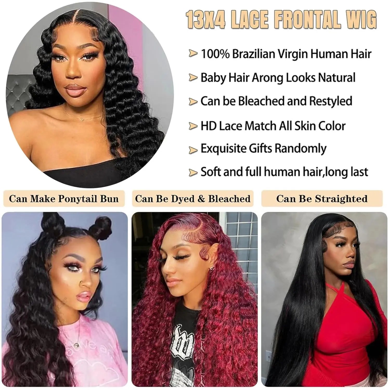 Glueless Human Hair Lace Front Wig 1B Color Water Wave 13x4 hd Human Hair Lace Front Wigs Pre Plucked Glueless Wigs Human Hair