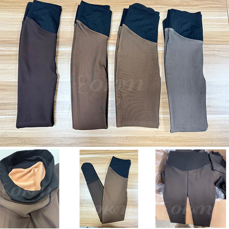Drop Shipping Viral Waist Snatch Fleece Tights Tummy Control Winter Pantyhose Legging Semi-Sheer One-Seam Magic Shapewear Tights