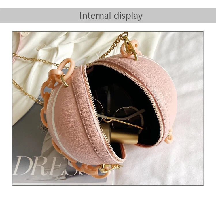 Popular Design Mini Women Round Shape Handbag Basket Ball Bags Handbags