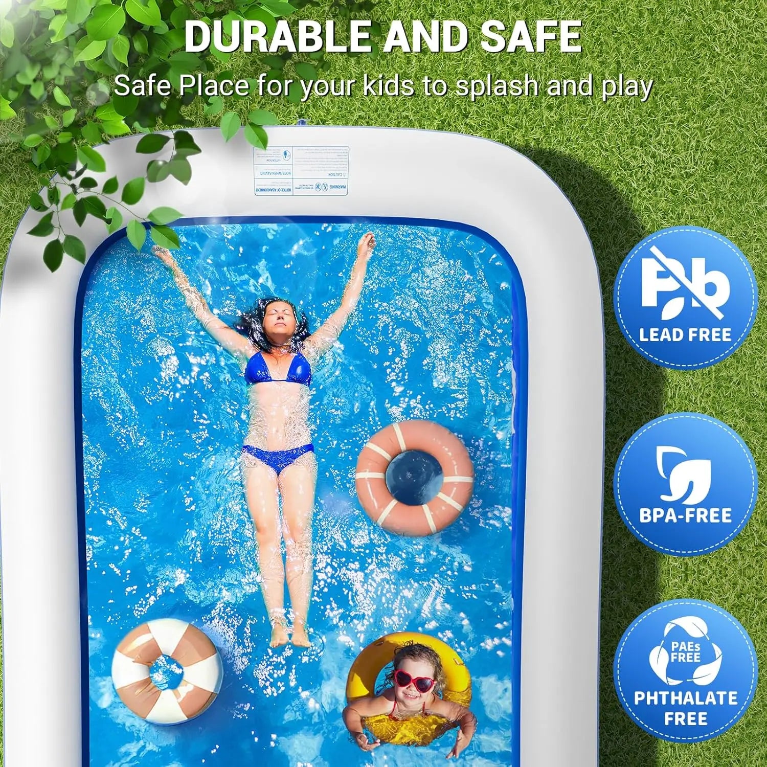 Big Inflatable Pool with Pump, Lylting 158"x74"x22" Extra Large Thicken Blow Up Pool for Adults, Full Size Family Inflatable