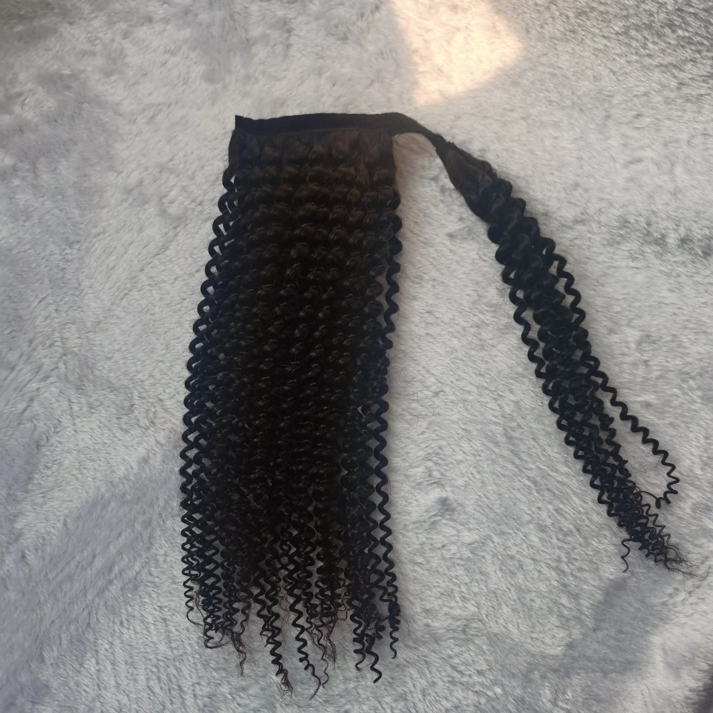 2024  Black Ponytail 18inch Indian Human Hair Extensions Afro Kinky Curly Hair Ponytails