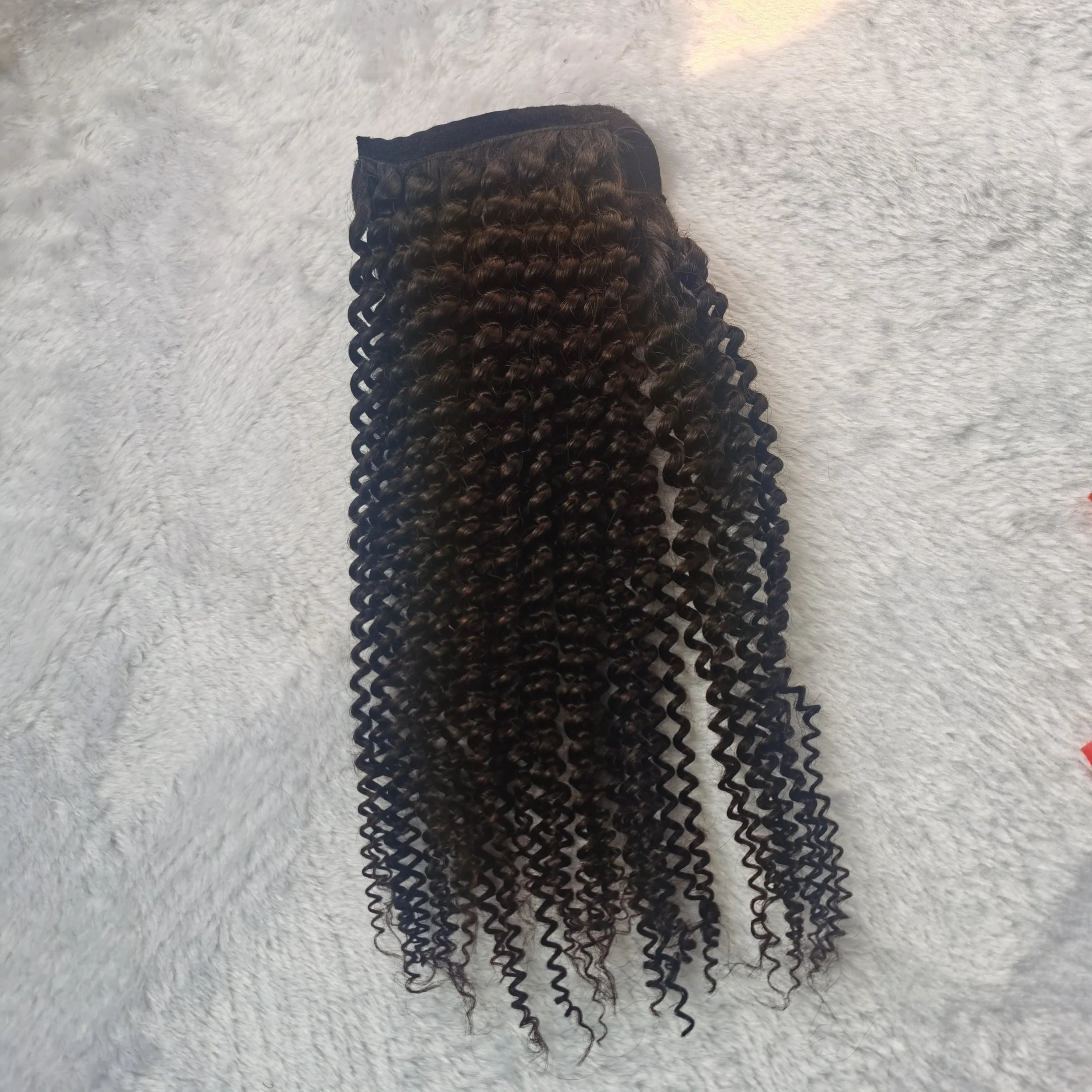 2024  Black Ponytail 18inch Indian Human Hair Extensions Afro Kinky Curly Hair Ponytails