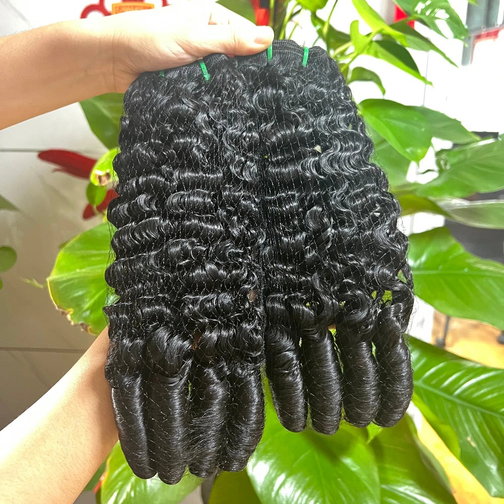 New Arrive Deep Water Curly Raw Vietnamese Human Hair Bundles 10A 12A Virgin Bundles Human Hair 100% 13*4 Lace Frontal