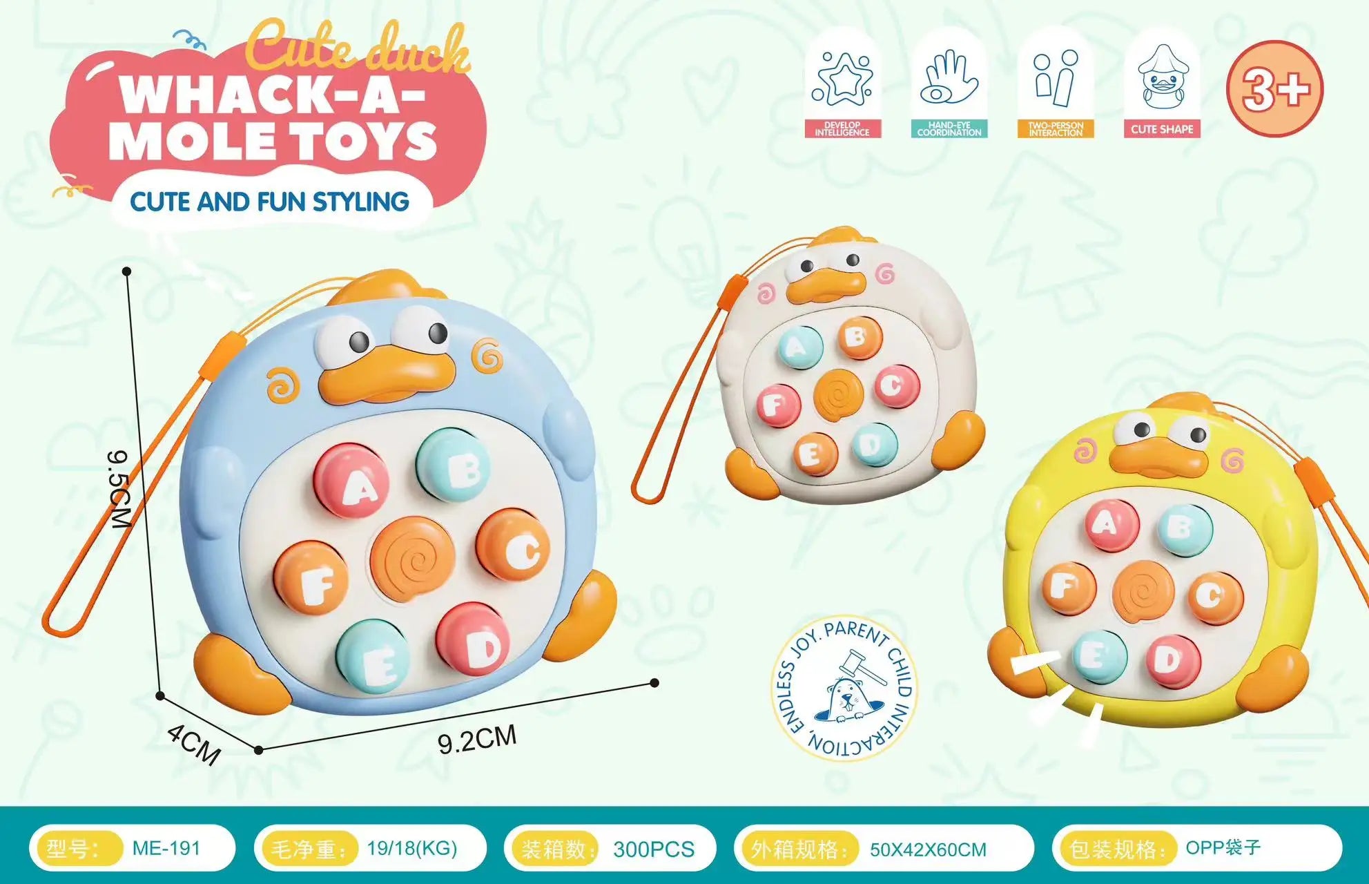 Duck in the Palm Whack-a-mole Decompression Toy Baby Puzzle Fun Press Press Baby Mini Cute Interactive Puzzle Machine