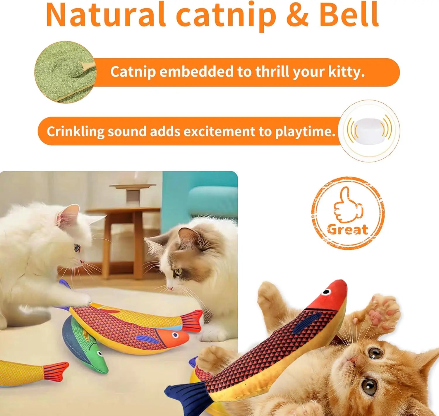 Hovicaed Manufacturer Wholesale Interactive Catnip Crinkle Sound Toys Saury Fish Squeak Pet Toys
