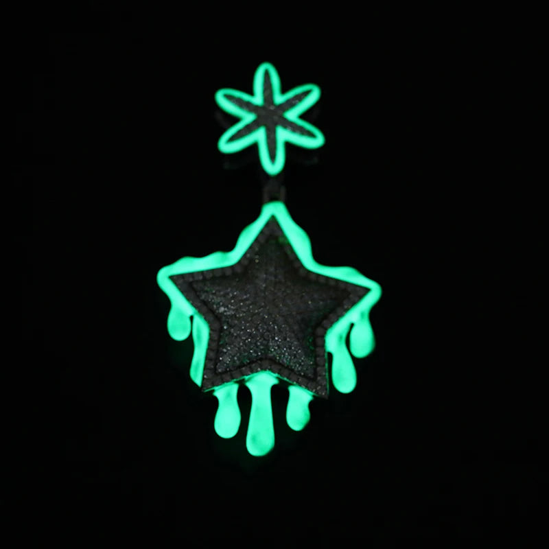 New Arrival Glow in the Dark Enamel Plated Star Pendant Hip Hop Jewelry Silver 925 VVS Moissanite Diamond Iced Out Fine Jewelry
