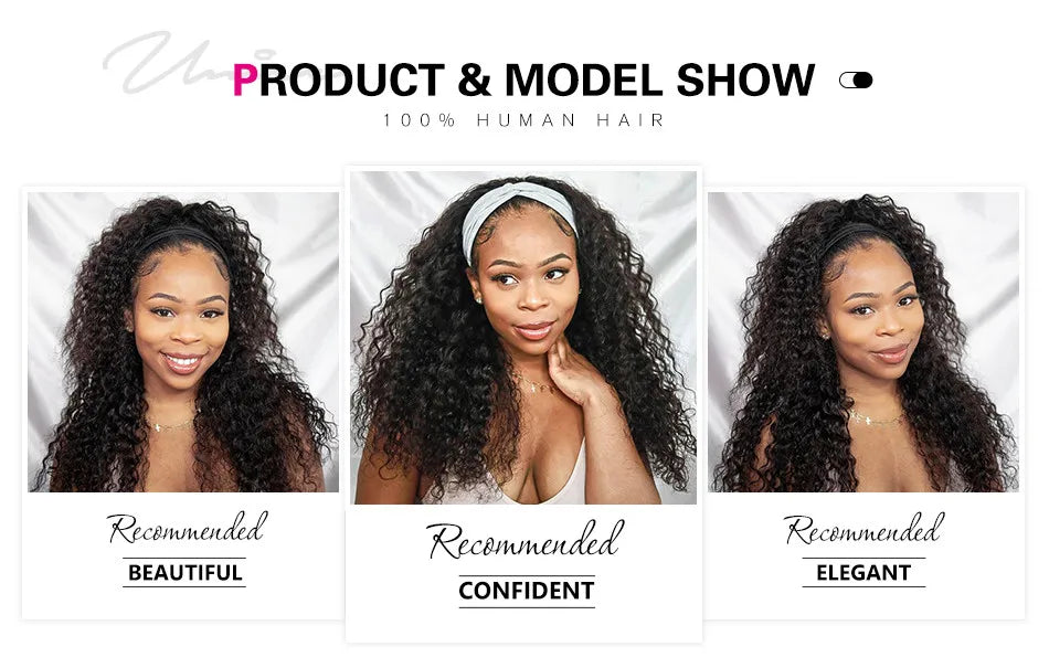 UNice Fashion Afro Kinky Curly Half Wigs for Black Women 150 Density Afro half Wig Kinky Curly Human Hair Wig