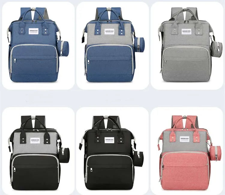 Factory Wholesale OEM ODM Custom Mummy Bag With Bed Cradle Baby Backpack Diaper Bag With Changing Station Mother Baby Care Bag
