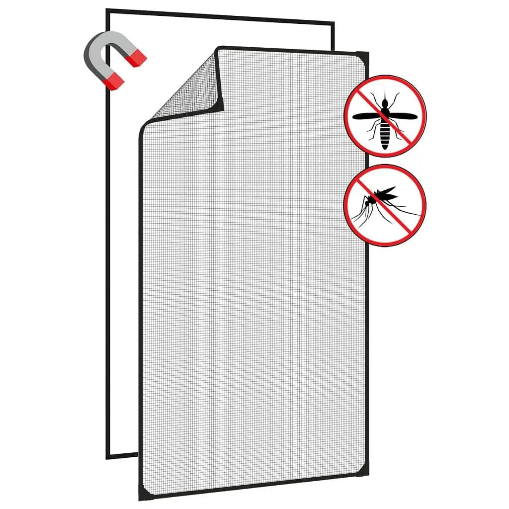 W2B VidaXL Modern Anthracite Fiberglass Insect Screen 31.5x55.1 in Anti-Mosquitoes Netting Pet Polyester PP Aluminum Material