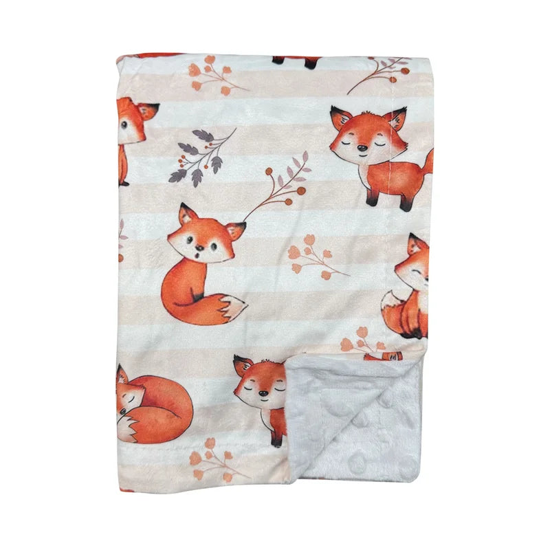 CPC Certification 30x40 Custom Graphics rainbow Blanket Baby Dots Mink Receiving Blanket Swaddle Animal Minky Dot Baby Blanket