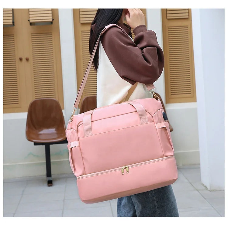 Custom LOGO Travel Luggage Bag With Shoes Compartment Sport Gym Duffel Bag Large Capacity Weekender Travel Handbag