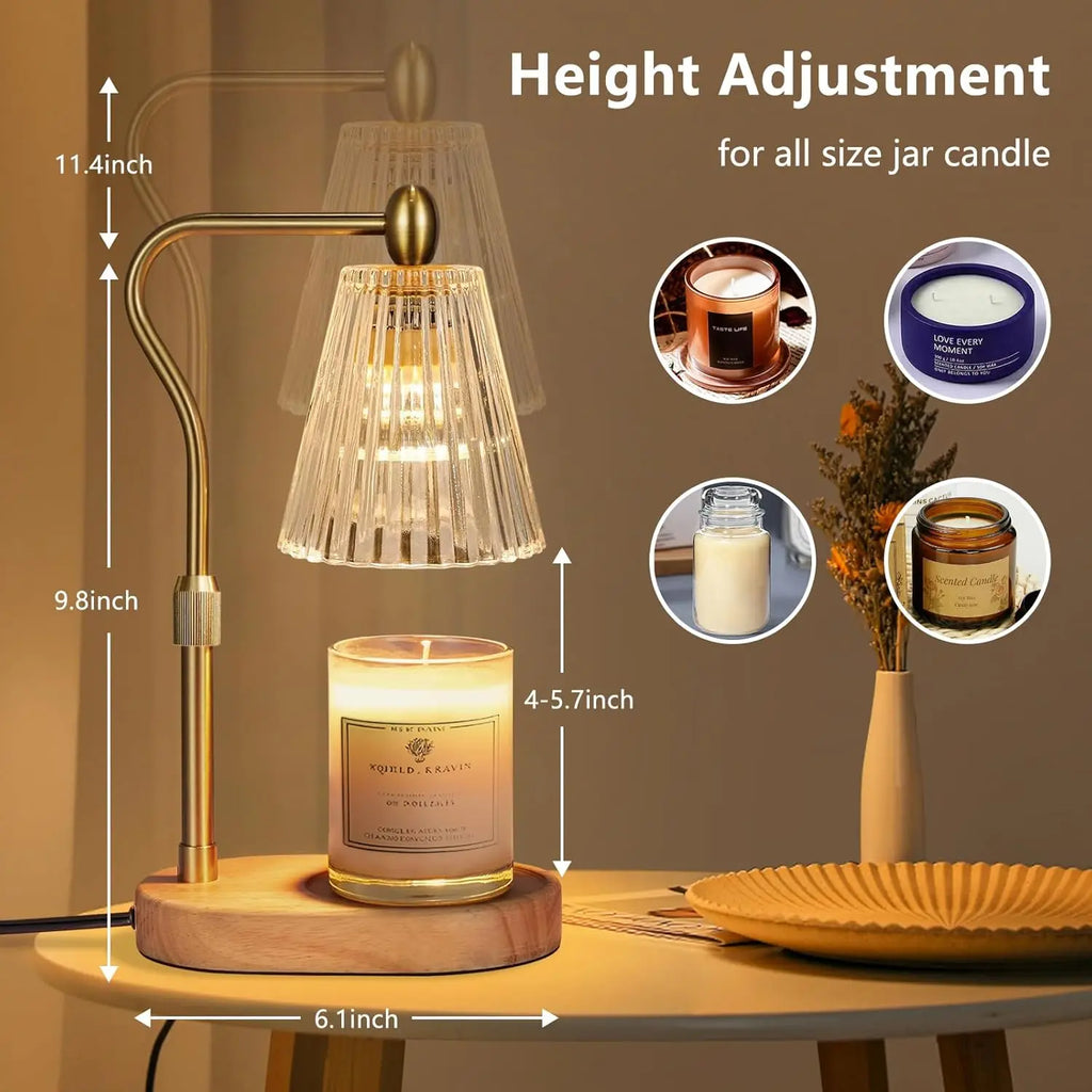 Candle Warmer Lamp with Timer and Dimmer Adjustable Height,Electric Wax Melt Warmer for Scented Jar Candles Home Decor Gifts