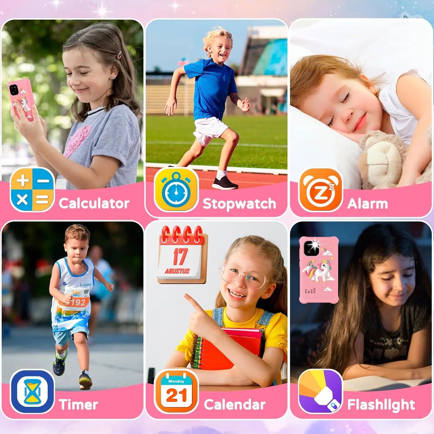 Jiexunda Smartphone  t l Phone Unisex Phone Kids Smart S3Phone Camera MP3 Player Educational Birthday Gifts Toys 3-12 Year Old