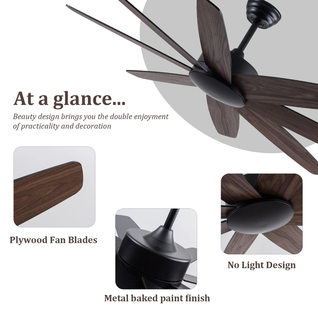 USA in Stock 52 Inch  Living Room Decorative Double Sided Blades Remote Control Ceiling Fan
