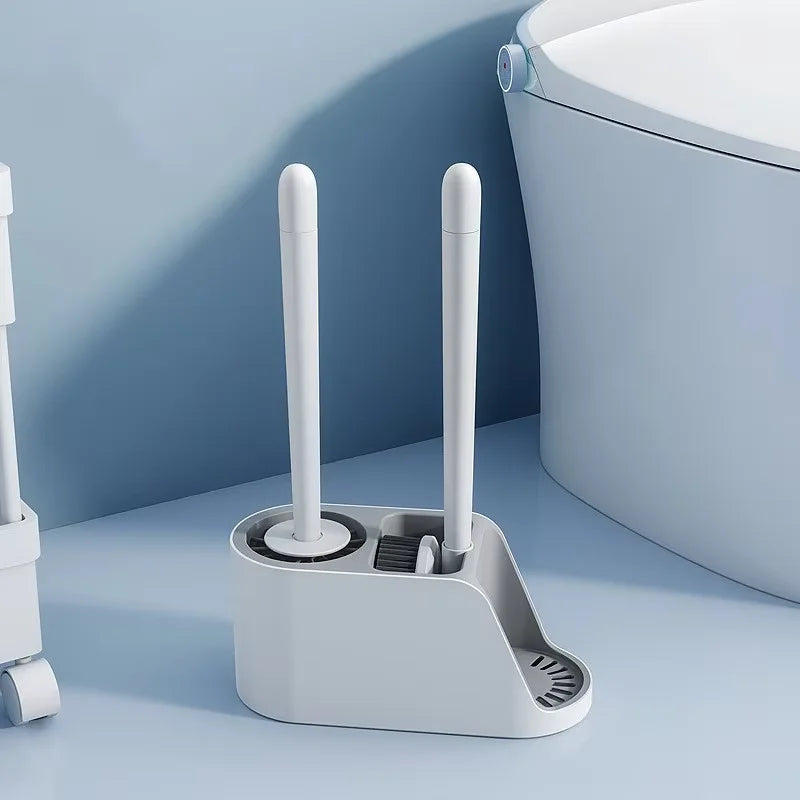 Hot Sale Household Wall Mounted Toilet Cleaning Brushes and Plunger Set No-drilling  for Bathroom