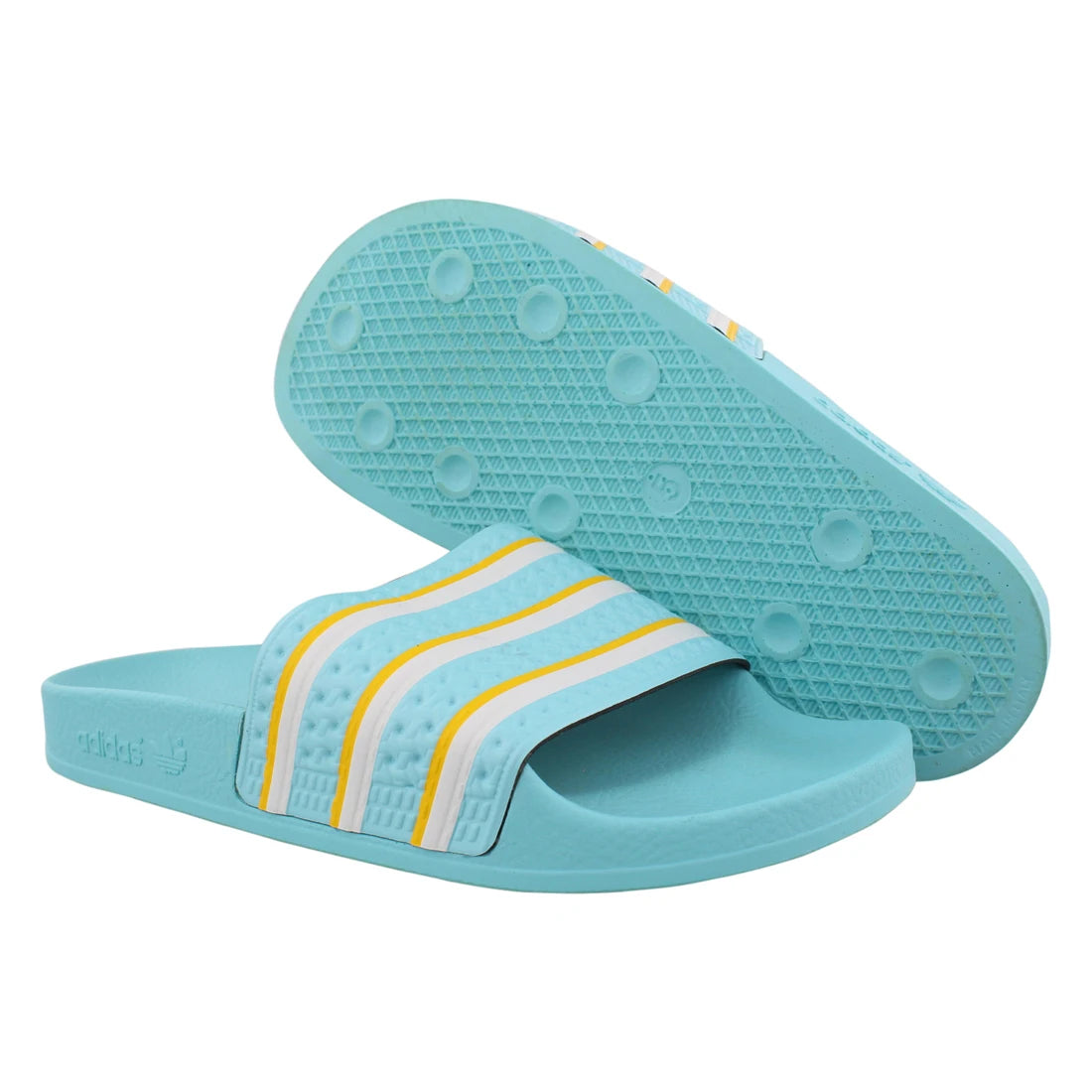 For Adilette Men's Sandals Turquoise/Yellow/White Color Scheme | 100% Authentic Made in Vietnam Model MSS-FU9895