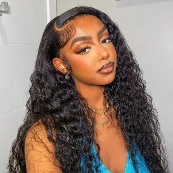 Glueless Human Hair Lace Front Wig 1B Color Water Wave 13x4 hd Human Hair Lace Front Wigs Pre Plucked Glueless Wigs Human Hair